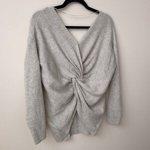 Topshop Twist-Back Sweater - Light Grey